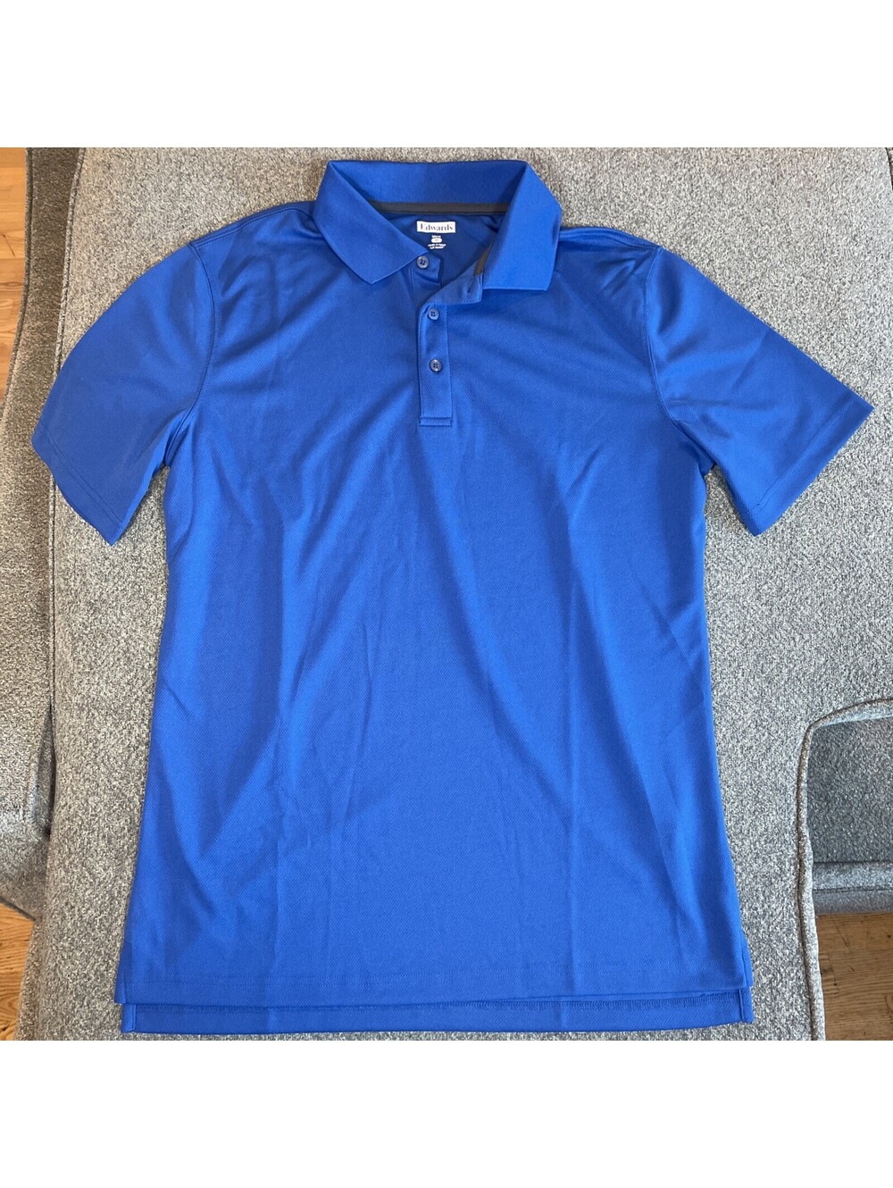 Edwards Men's Blue Solid Polo Shirt Medium Short Sleeve Collared Pocket